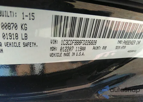 2015 Dodge Dart Sxt z USA, uszkodzony, nr VIN 1C3CDFBB8FD226828